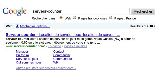 resultat google avec sitemap