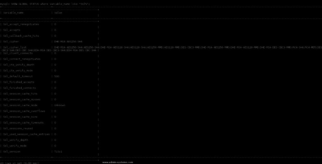 sortie bash mysql requete option global