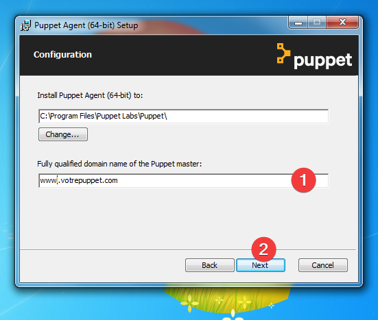 parametre installation puppet agent windows